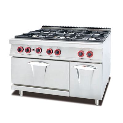 Freestanding Commercial Food Preparation Stove with 4 Burner and Storage Cabinet