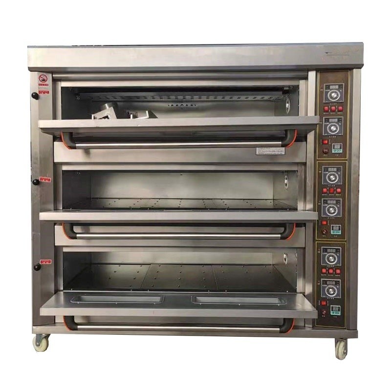 Raw Material Flour 3 Decks 9 Trays Gas Bakery Deck Oven 1760*890*1770mm for Food Shop
